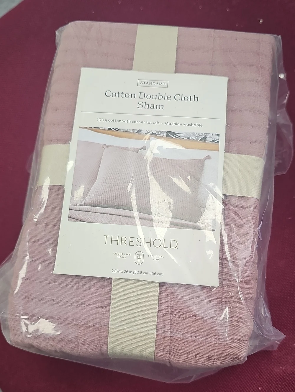 Threshold Cotton Double Cloth Sham - Dusty Rose